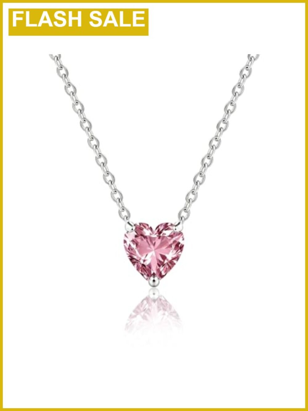 Heart Pendant Necklace Cubic Zirconia Stainless Steel Valentines